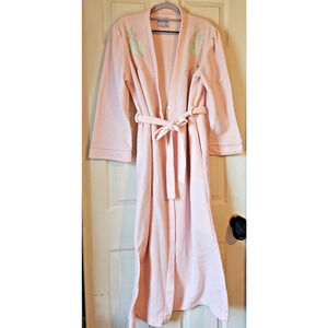 Vintage Comfy Club Womens Sz Medium Robe House Coat Pink embroidered